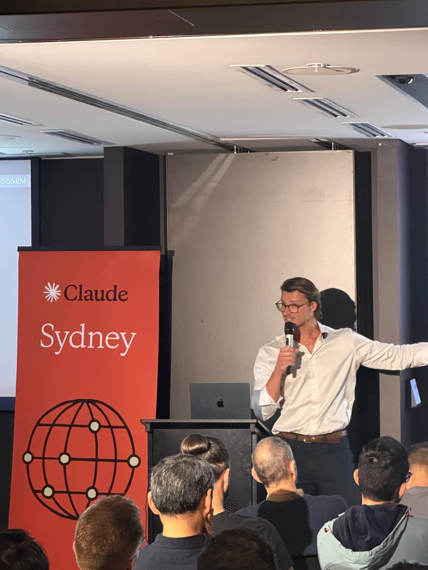 Miguel Pieters speaking at a Claude community event in Sydney